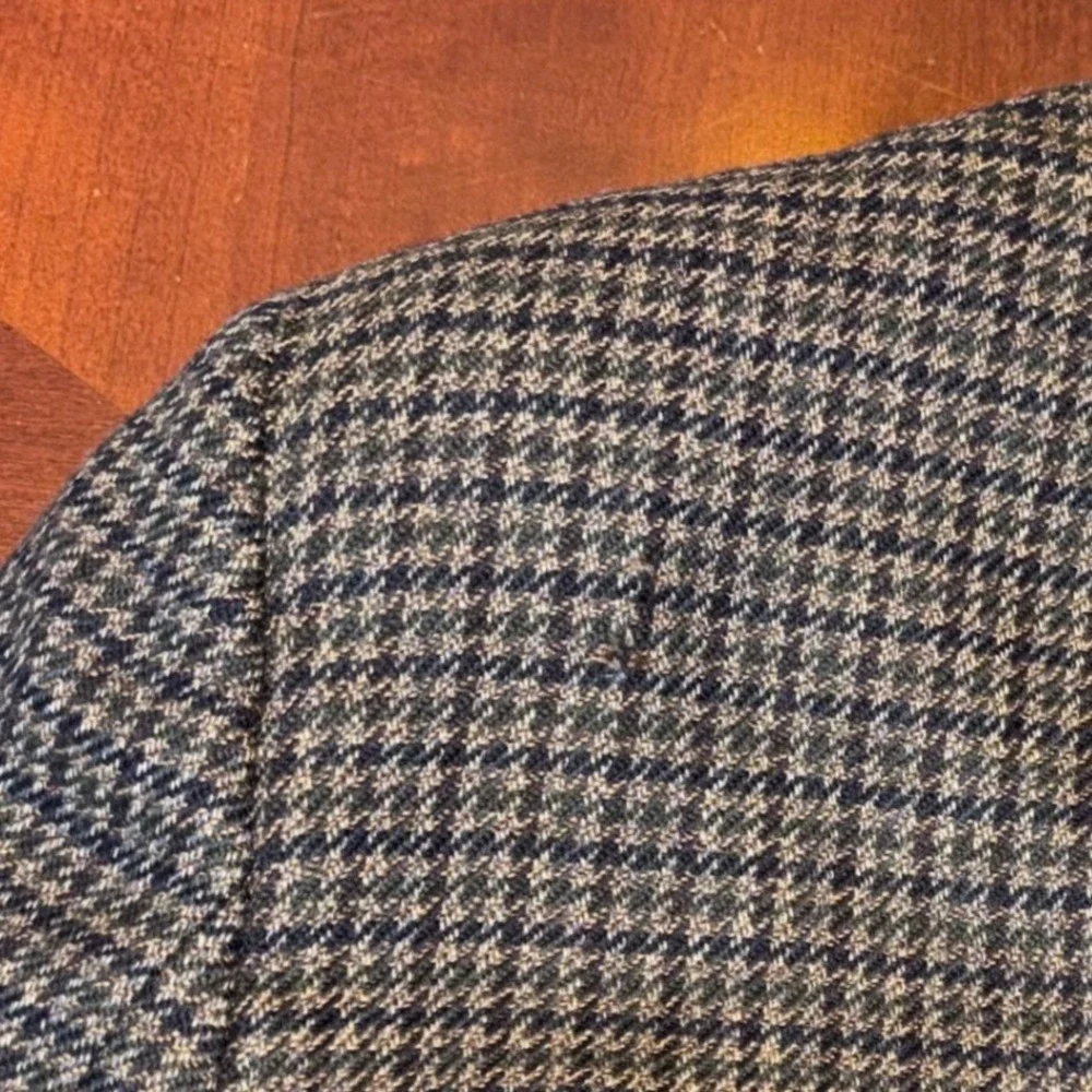 Oscar de la Renta | Mens 46L | 100% Wool Houndstooth‎ Blazer | Brown | FLAW
